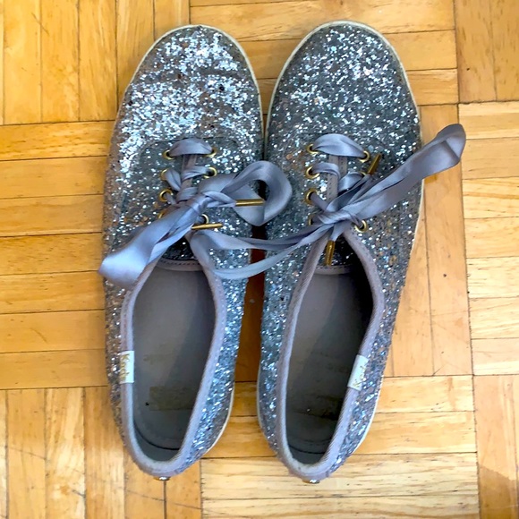 Kate Spade Keds Silver Glitter Size 5 - Picture 1 of 7